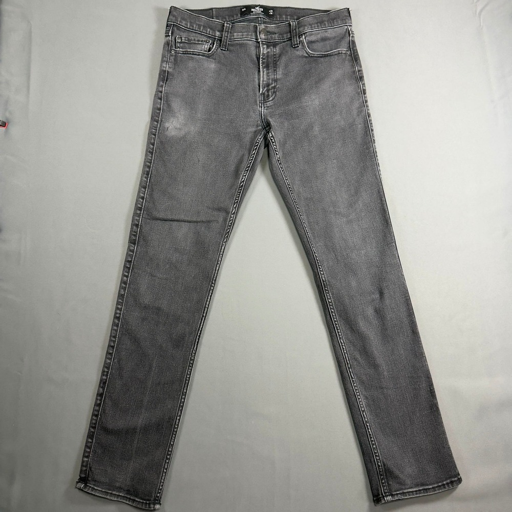 Hollister‎ Skinny Jeans Washed Charcoal Stretch Denim Men's W33 L34